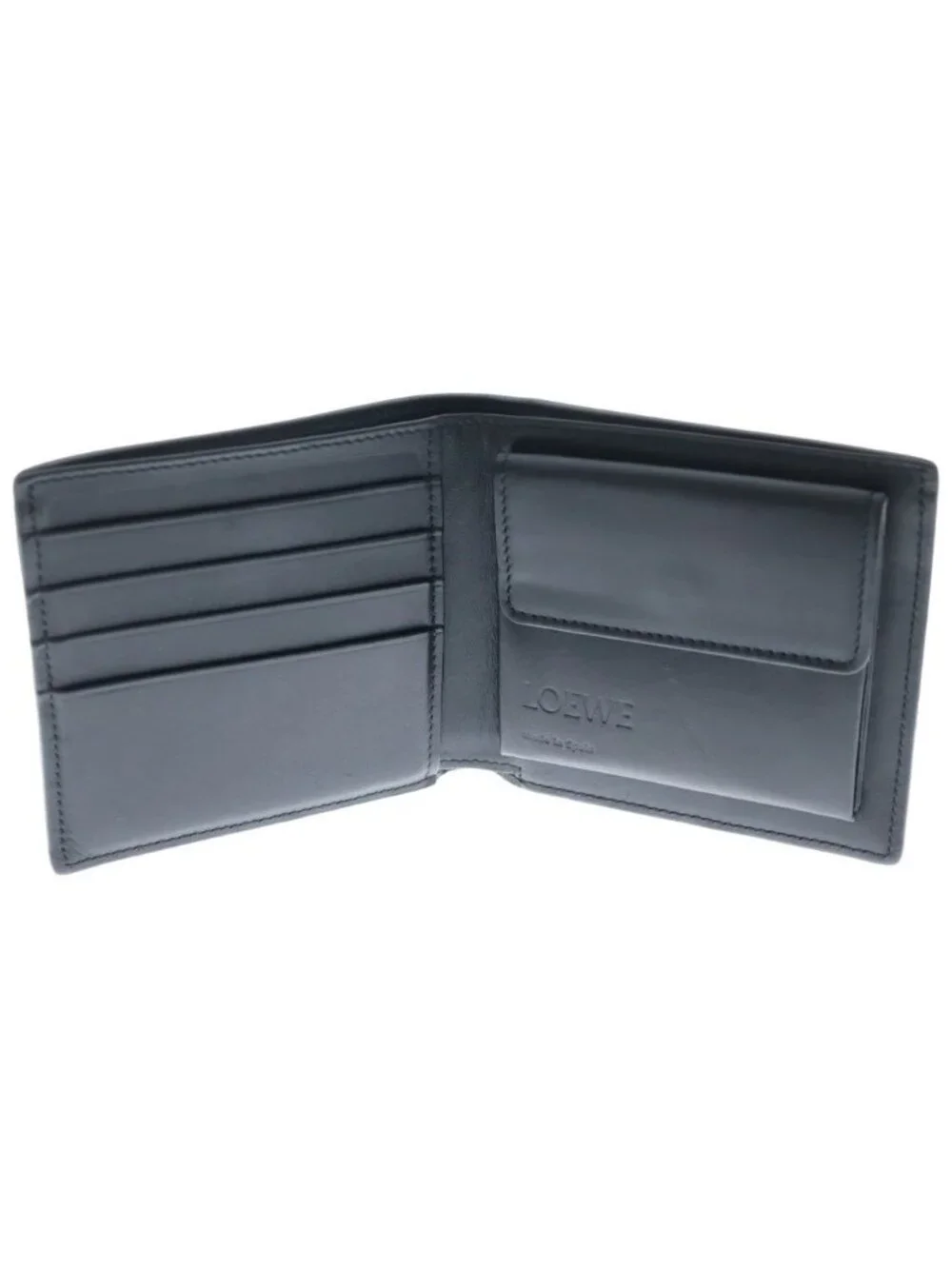 Loewe Anagram Embossed Bifold Leather Compact Wallet Gray